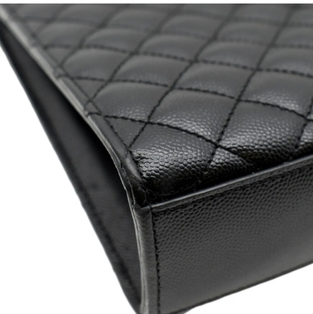 YVES SAINT LAURENT Large Envelope Leather Chain Shoulder Bag Black - Picture 7 of 15